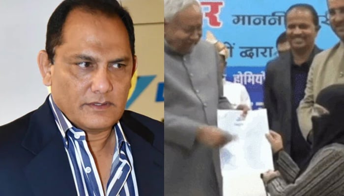 مسلمان خاتون کا نقاب کھینچنا ’جاہلانہ حرکت‘ ہے: اظہر الدین بہار کے وزیراعلیٰ پر برس پڑے